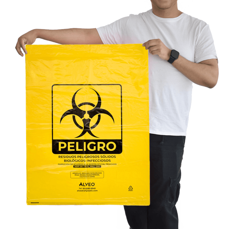 Bolsa amarilla RPBI 60×80 cm — Alveo Trafiplastic, calibre 300