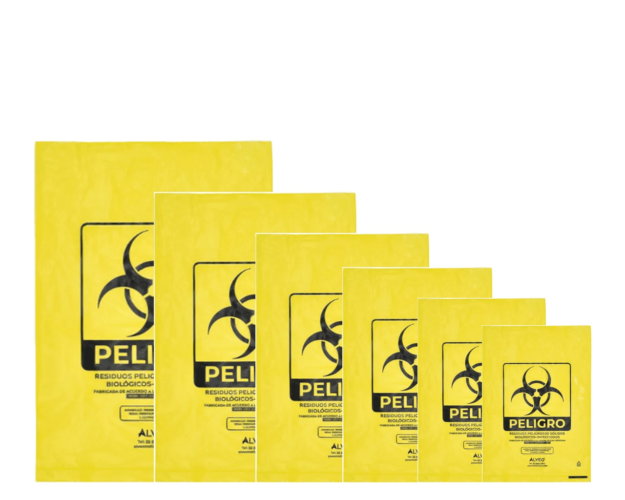 Bolsa polietileno calibre 300 color amarillo regulado para residuos no anatómicos