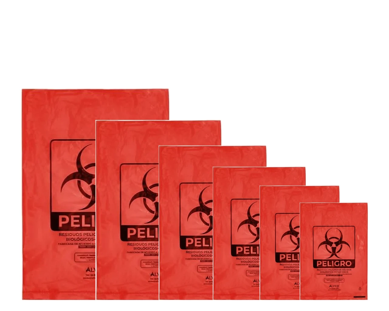 Bolsa polietileno calibre 300 color rojo regulado para sangre y patológicos